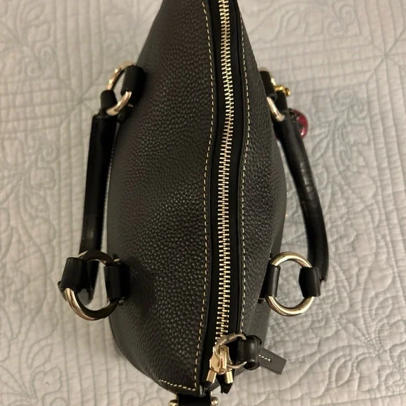 Dooney & Bourke Florentine & Pebbled Leather Satchel 30 Black Satchel w/ 🍓 Charm - Picture 7 of 16